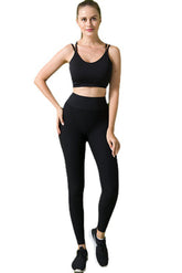 Black Solid Color High Waist Active Sports Leggings